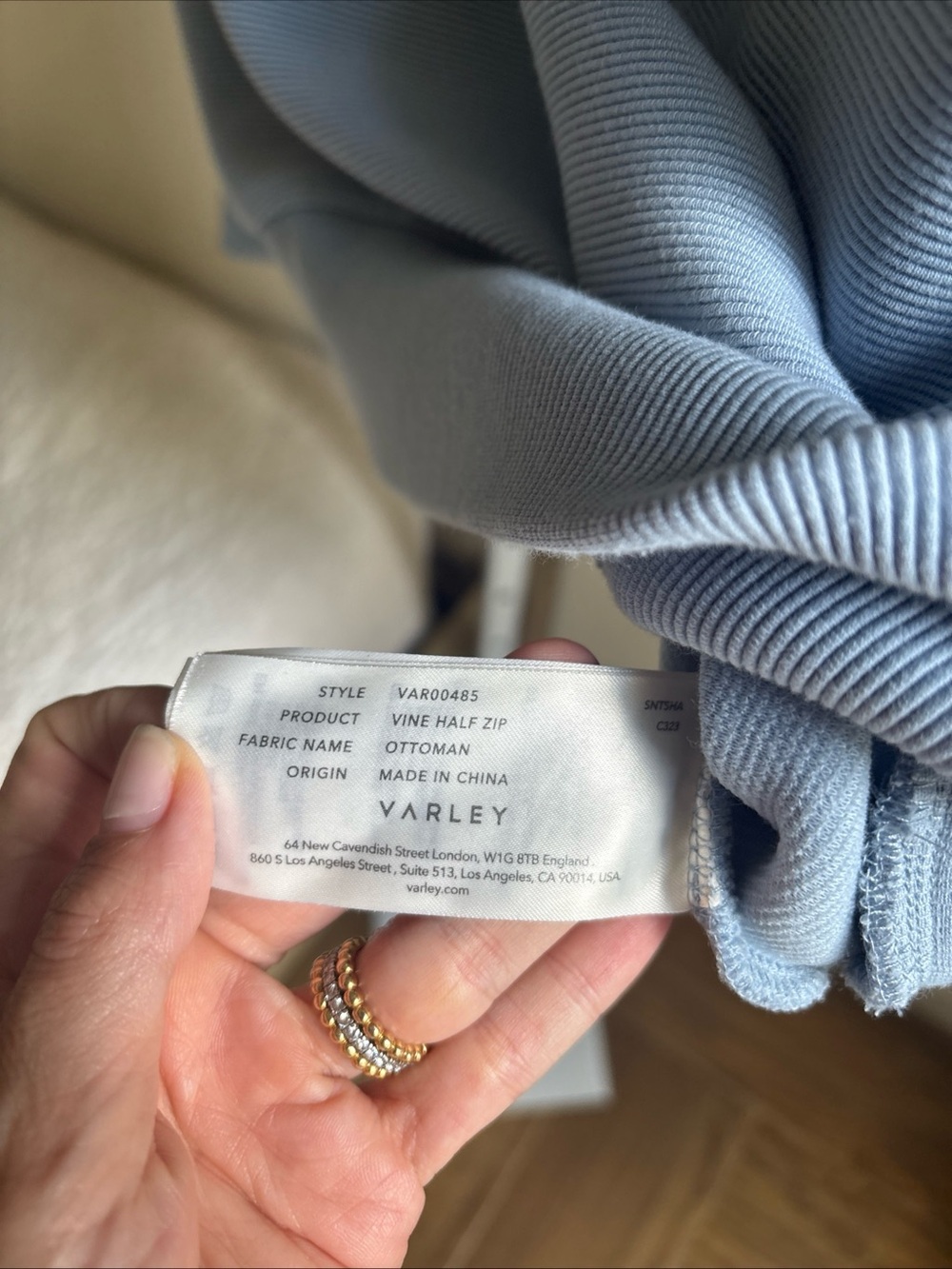 Varley Vine Dusty Blue Ribbed Half-Zip Sweatshirt Size Small - Picture 10 of 11